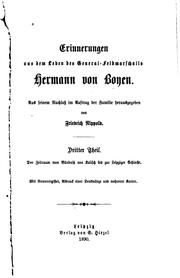Cover of: Erinnerungen aus dem Leben des General-feldmarschalls Hermann von Boyen