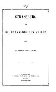 Cover of: Strassburg im schmalkaldischen Kriege
