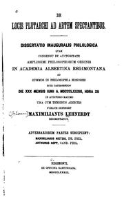 Cover of: De locis Plutarchi ad artem spectantibus by Maximilian Lehnerdt