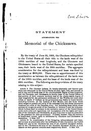 Cover of: Statement Accompanying the Memorial of the Chickasaws, Relating to Lands of the Choctaw and ...