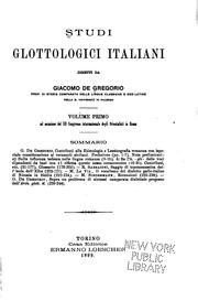 Cover of: Studi glottologici italiani by Giacomo de Gregorio, Giacomo de Gregorio