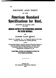 Review of the Text of the American Standard Specifications for Steel .. by Albert Ladd Colby