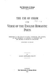 Cover of: The Use of Color in the Verse of the English Romantic Poets ...