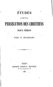 Cover of: Études au sujet de la persécution des Chrétiens sous Néron