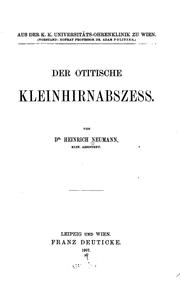 Cover of: Der otitische Kleinhirnabszess