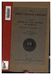 A List of books on the history of science. January, 1911. 1916 by John Crerar Library