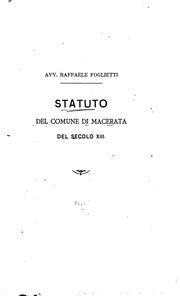 Cover of: Statuto del comune di Macerata del secolo XIII.