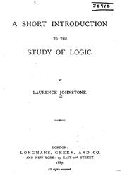 Cover of: A Short Introduction to the Study of Logic