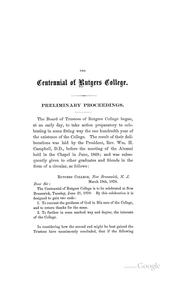 Cover of: The Centennial Celebration of Rutgers College, June 21, 1870