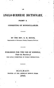 Cover of: Anglo-Burmese dictionary by George Henry Hough, George Henry Hough