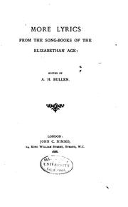 Cover of: More Lyrics from the Song-books of the Elizabethan Age by Arthur Henry Bullen