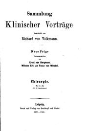 Cover of: Sammlung klinischer Vorträge in Verbindung mit deutschen Klinikern by Richard Emil Volkmann