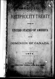 Cover of: Proposed reciprocity treaty between the United States of America and the Dominion of Canada, 1874 by 