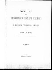 Cover of: Mémoire sur les comptes du Séminaire de Québec contre la succursale de l'Université Laval à Montréal