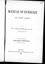 Cover of: Manual of evidence in civil cases by R. E. Kingsford