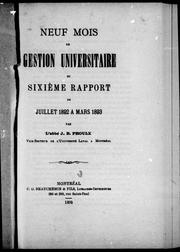 Cover of: Neuf mois de gestion universitaire ou Sixième rapport de juillet 1892 à mars 1893