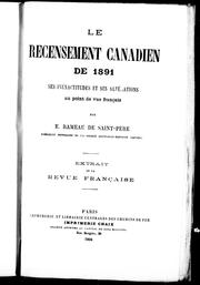 Cover of: Le recensement canadien de 1891 by E. Rameau