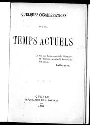 Cover of: Quelques considérations sur les temps actuels