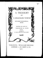 Cover of: A Treasury of Canadian verse: with brief biographical notes