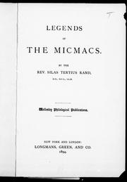 Cover of: Legends of the Micmacs | 