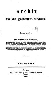 Cover of: Archiv für die gesammte Medicin by Heinrich Haeser