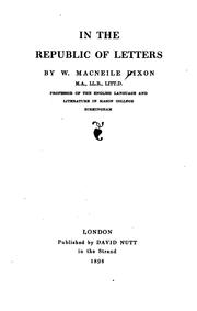 Cover of: In the Republic of Letters | William Macneile Dixon