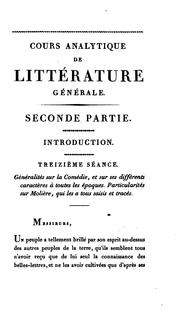 Cover of: Cours analytique de littérature génerale: tel qu'il a été professé a l'Athénée de Paris