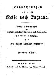 Cover of: Beobachtungen auf einer Reise nach England: nebst Erinnerungen an ...