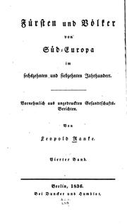 Cover of: Fürsten und Völker von Süd-europa im Sechszehnten und siebzehnten ...