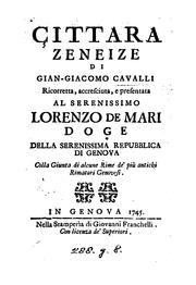 Cover of: Çittara zeneize. Ricorretta [by G.M. Priani]. Colla giunta di alcuni rime de' più antichi ...