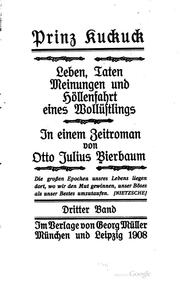 Cover of: Prinz Kuckuck: Leben, Taten, Meinungen und Höllenfahrt eines Wollüstlings by Otto Julius Bierbaum, Otto Julius Bierbaum