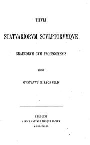 Cover of: Tituli statuariorum sculptorumque graecorum cum prolegomenis