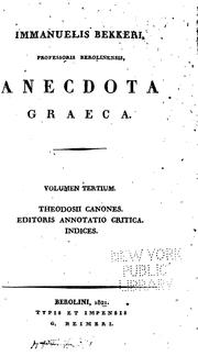 Cover of: Anecdota graeca.