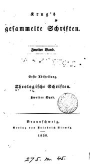 Cover of: Krug's gesammelte Schriften, 12 Bde
