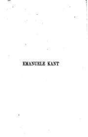 Cover of: Emanuele Kant