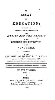 Cover of: An Essay on Education: In which are Particularly Considered the Merits and Defects of the ...