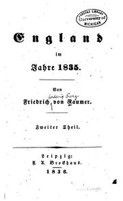 Cover of: England Im Jahre 1835 by Friedrich von Raumer