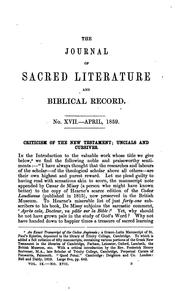Cover of: The Journal of sacred literature, ed. by J. Kitto. [Continued as] The ... | 