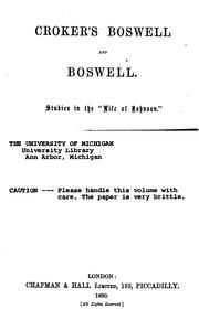 Cover of: Croker's Boswell and Boswell: Studies in the "Life of Johnson". ...