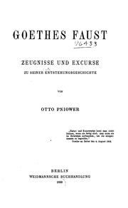 Cover of: Goethes Faust: Zeugnisse und Excurse zu seiner Entstehungsgeschichte