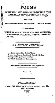 Cover of: Poems Written and Published During the American Revolutionary War, and Now Republished from the ...