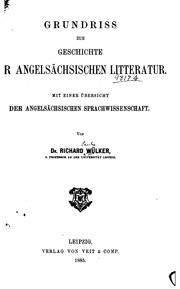 Cover of: Grundriss zur Geschichte der angelsächsischen Litteratur: Mit einer Übersicht der ...