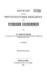 Cover of: Entwurf zu einer physiologischen Erklärung der psychischen Erscheinungen.