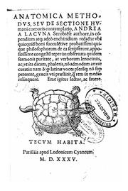 Cover of: Anatomica methodus, seu De sectione humani corporis contemplatio