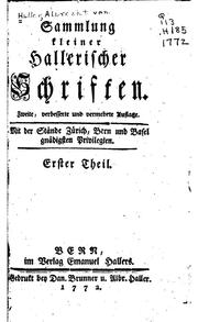 Cover of: Sammlung kleiner hallerischer Schriften by Albrecht von Haller
