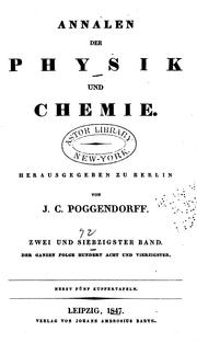 Cover of: Annalen der Physik und Chemie by Johann Christian Poggendorff