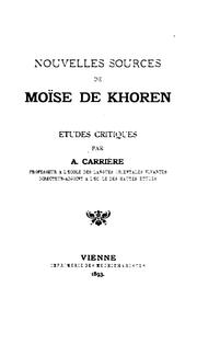 Cover of: Nouvelles sources de Moïse de Khoren: Études critiques