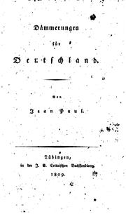 Cover of: Dämmerungen für Deutschland by Jean Paul