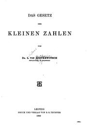 Cover of: Das Gesetz der kleinen Zahlen by Ladislaus von Bortkiewicz