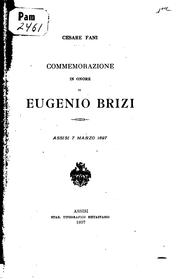 Cover of: Commemorazione in onore di Eugenio Brizi: Assisi 7 marzo 1897